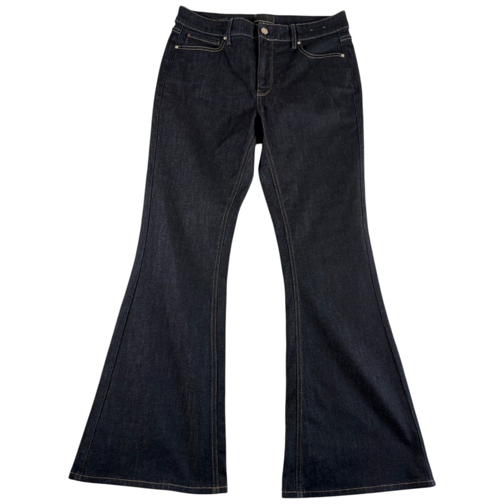 White House Black Market Flare Jeans Womens 10 Blue Denim Dark Wash‎ High Rise